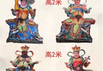 河北玻璃钢彩绘四大天王雕塑宏伟壮观的艺术珍品