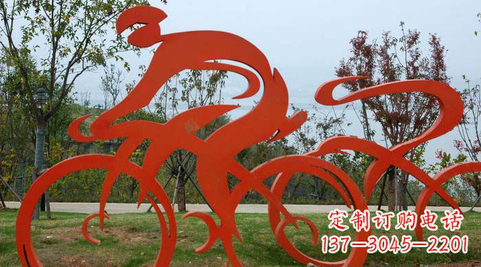 河北不锈钢自行车雕塑捕捉运动精神