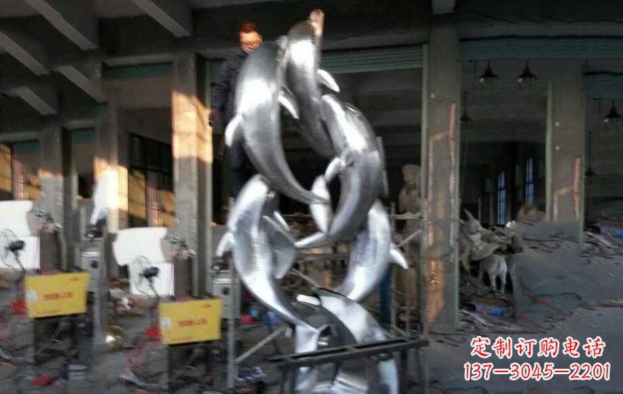 河北不锈钢海豚雕塑漂亮的海洋艺术品