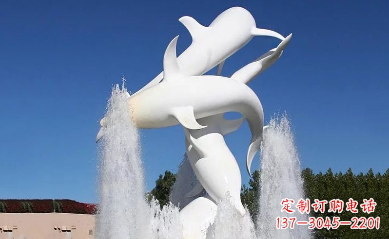 河北不锈钢海豚喷泉雕塑传递海豚的美丽