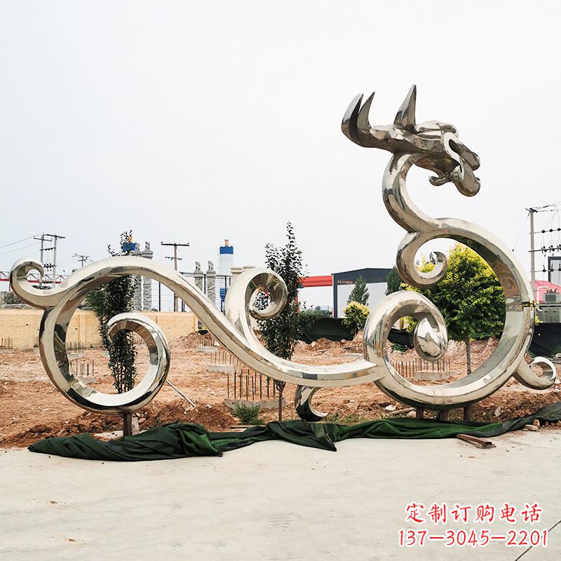 河北不锈钢花边龙形雕塑传承中华文化精髓
