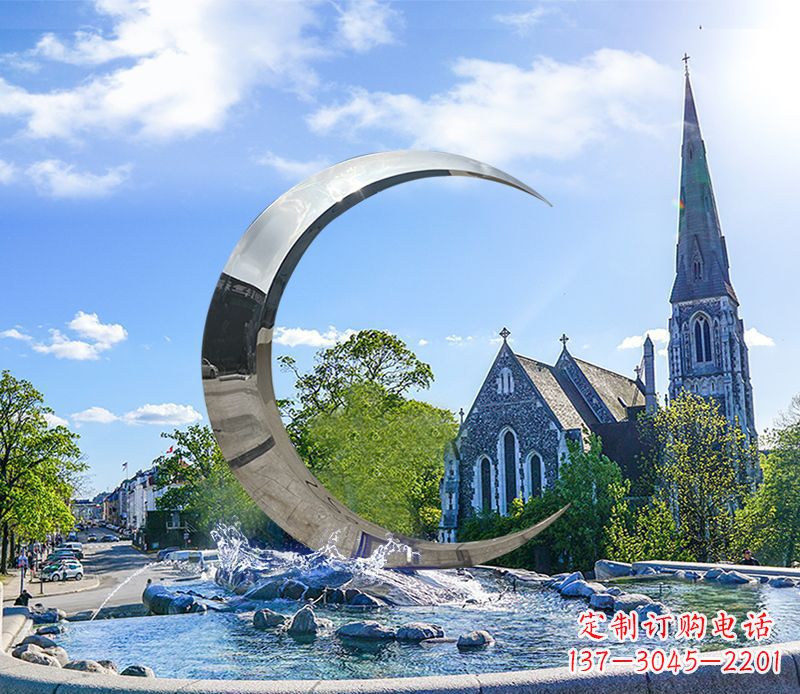 河北不锈钢景观月亮雕塑精美绝伦