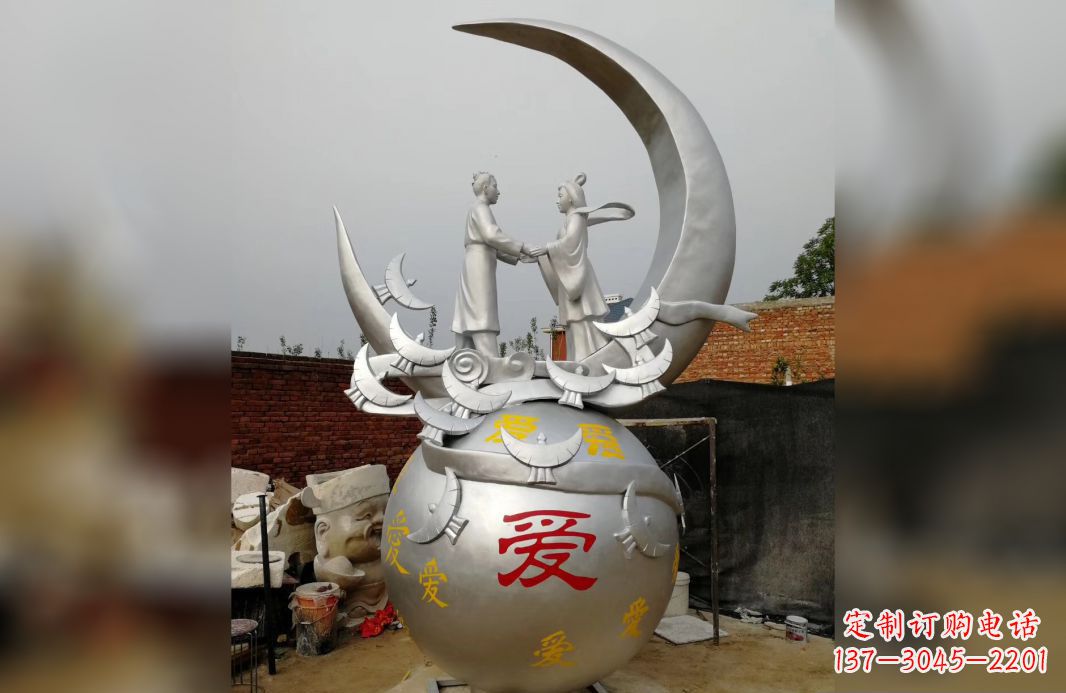 河北不锈钢牛郎织女雕塑爱情永存