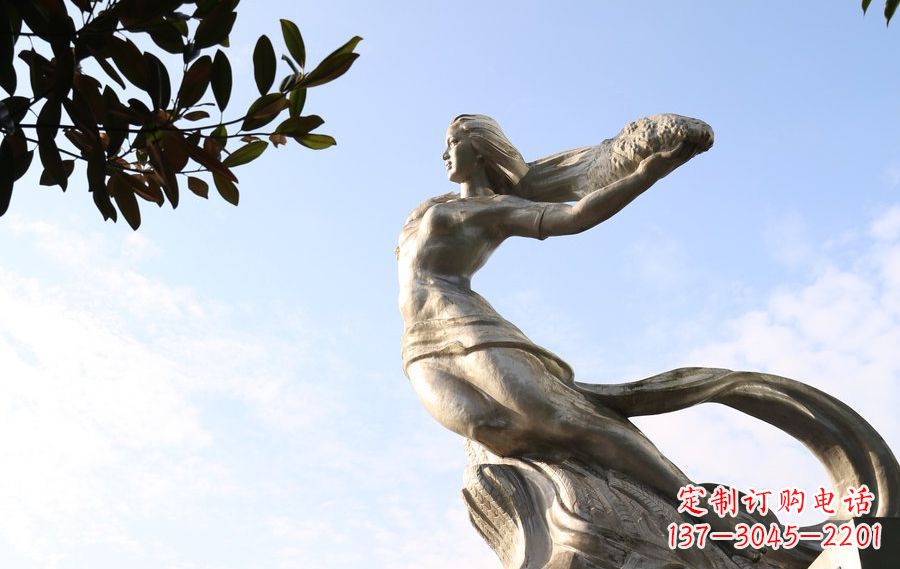 河北女娲传承中华神话的不锈钢雕塑