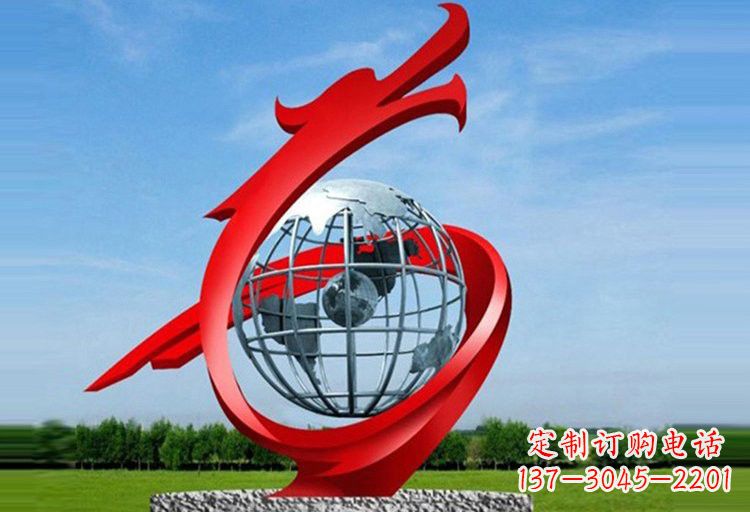 河北不锈钢地球雕塑精美雕塑饰以美丽世界
