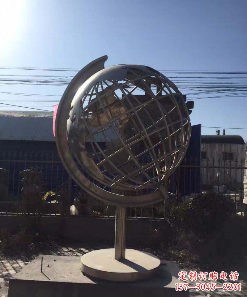 河北不锈钢地球仪雕塑精美装饰室内空间