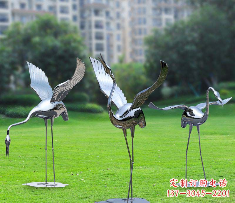 河北不锈钢仙鹤雕塑展现传统文化风采