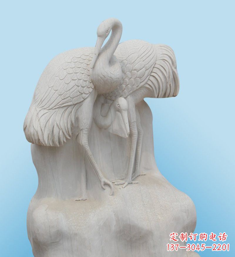 河北大理石制作的丹顶鹤雕塑