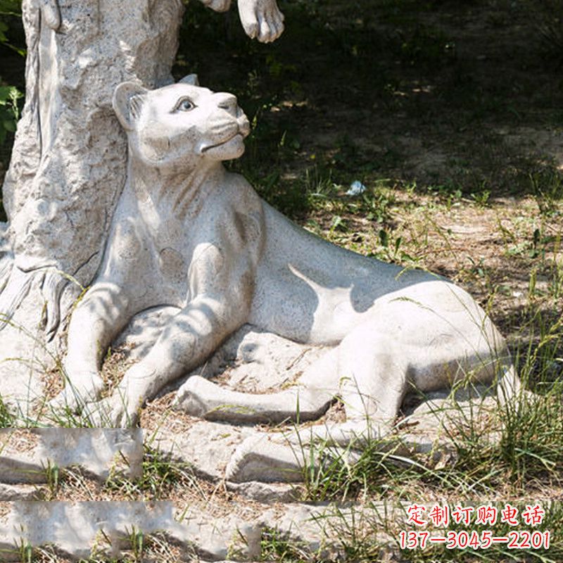 河北风采灵动的大理石金钱豹雕塑