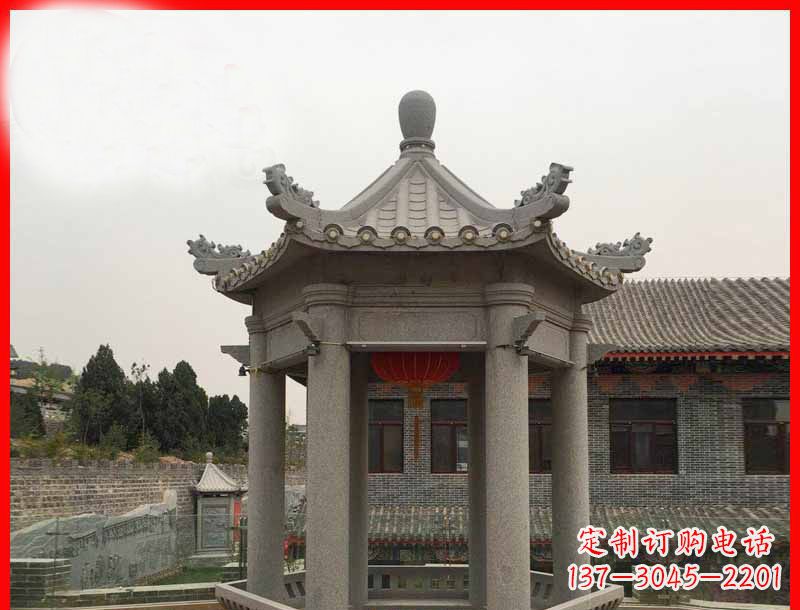 河北大理石六角凉亭石雕