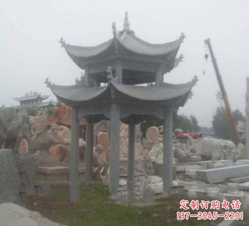 河北大理石六角凉亭石雕,精美绝伦