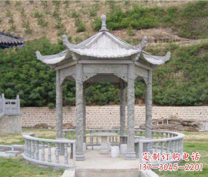 河北大理石六角石雕凉亭