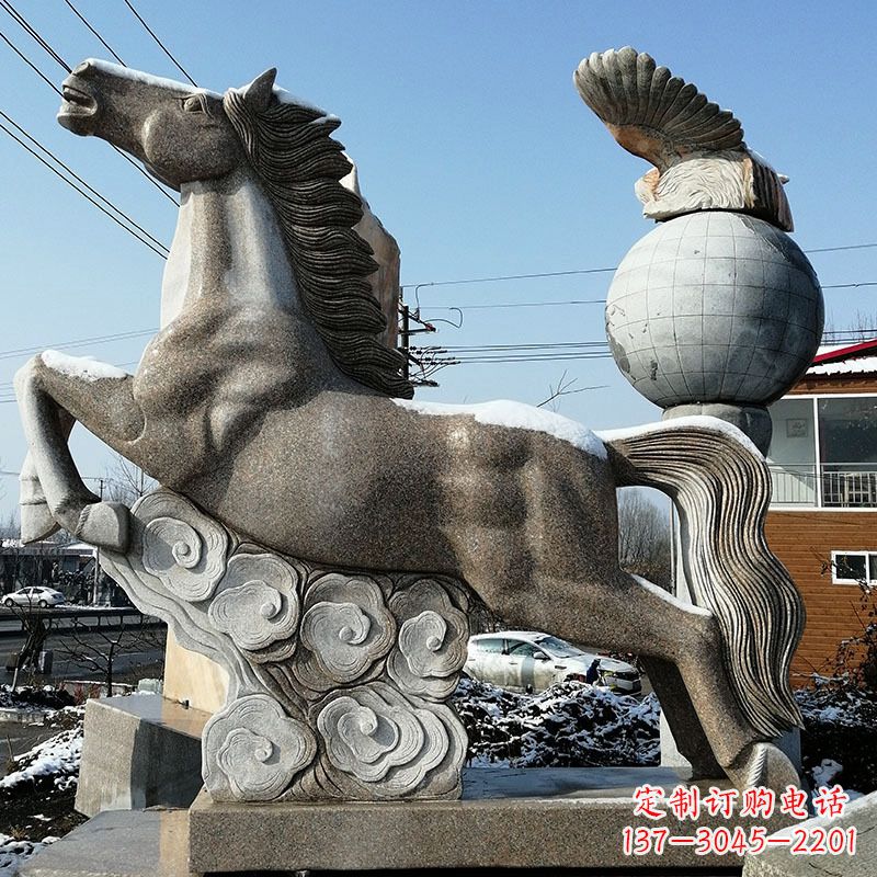 河北大理石马踏祥云雕塑