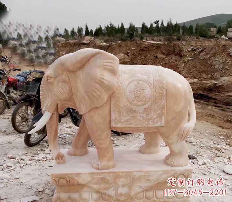 河北优雅大象大理石雕塑