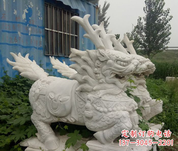 河北精美的大理石麒麟雕塑