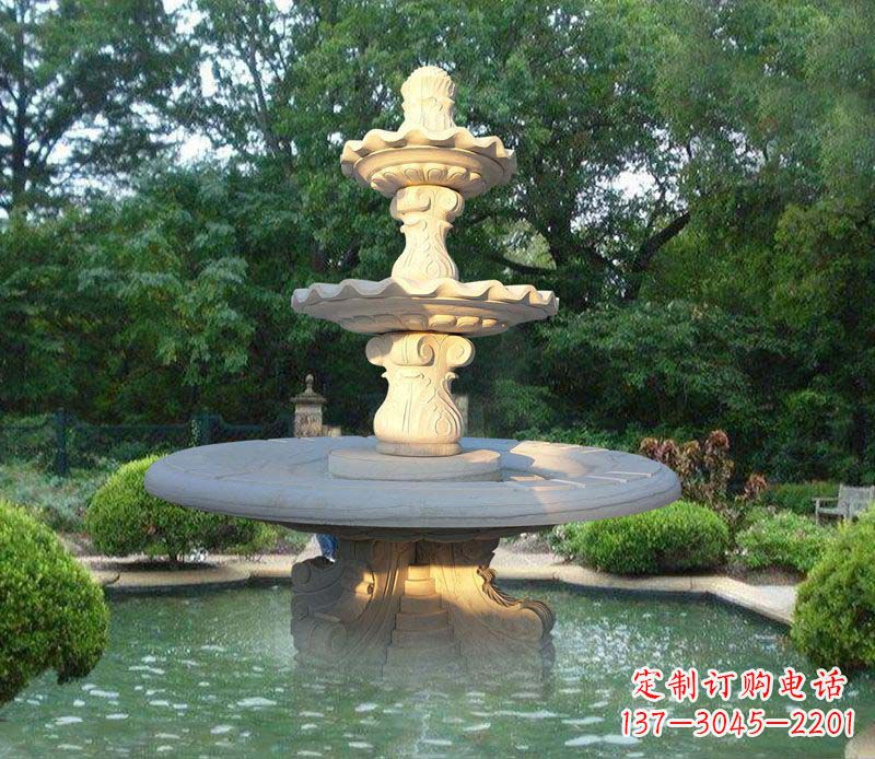 河北大理石三层喷泉雕塑