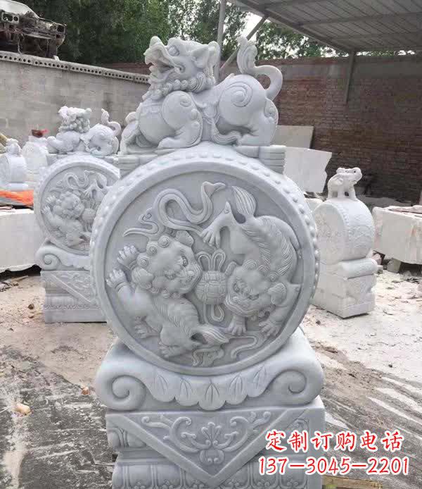 河北大理石狮子抱鼓石雕塑