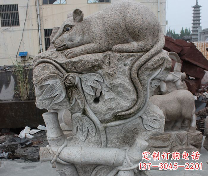 河北大理石生肖鼠石雕