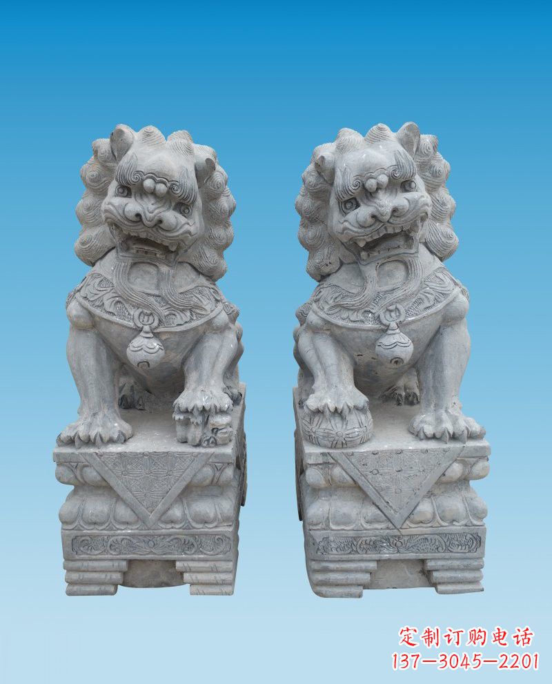 河北精致雕刻的大理石狮子雕塑