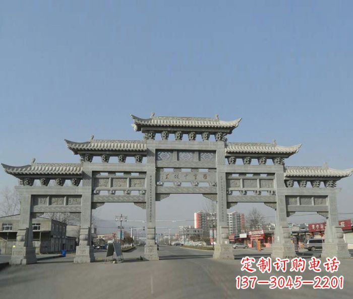 河北大型五门石雕牌坊 (2)
