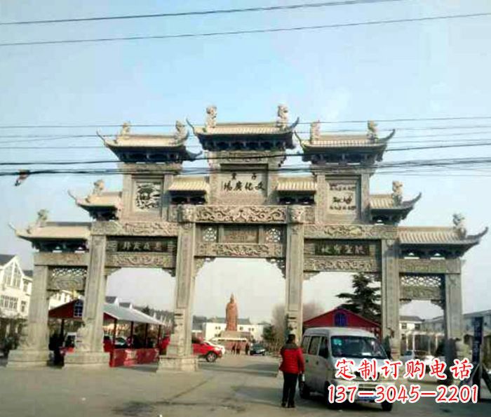 河北大型五门石雕牌坊 (3)