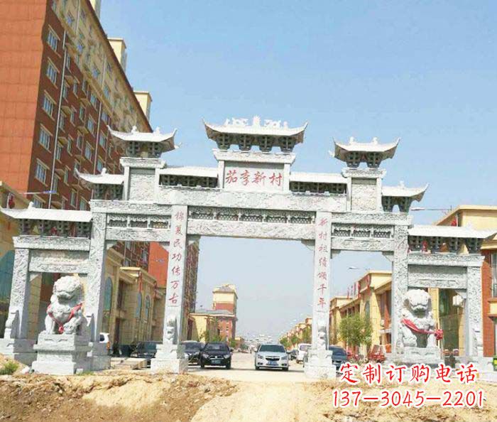 河北大型五门石雕牌楼