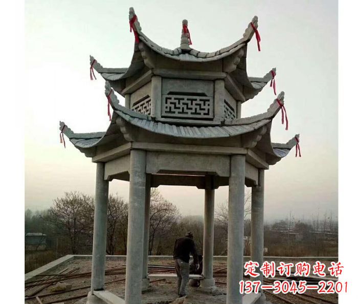河北仿古双层石雕凉亭 (4)