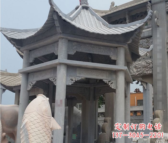 河北精美仿古双层石雕凉亭