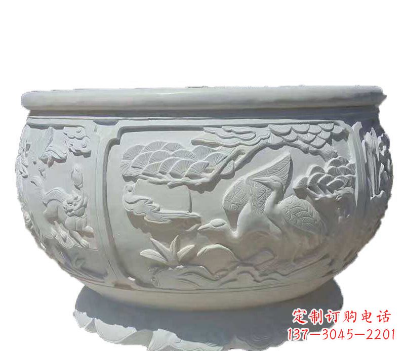 河北精美仿古鱼缸石雕花盆雕塑