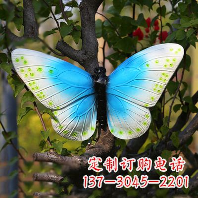 河北精致风韵,蓝白蝴蝶雕塑