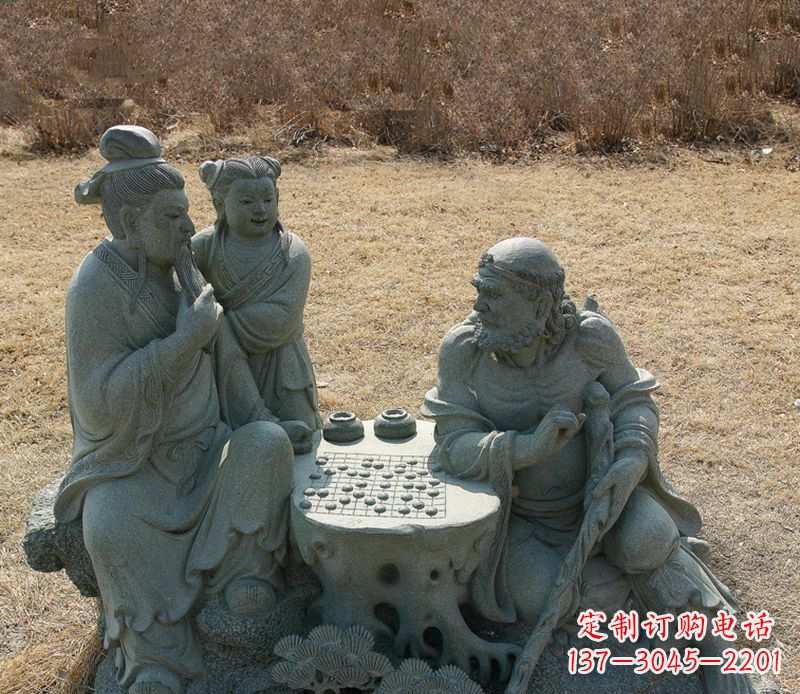 河北八仙下棋铜雕塑