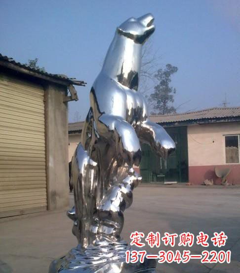 河北公园不锈钢抽象北极熊动物雕塑