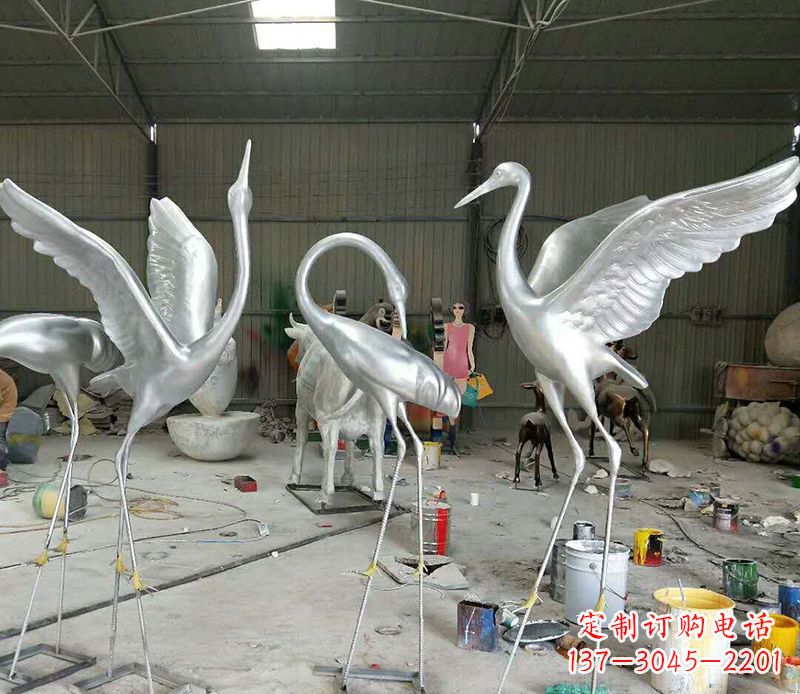 河北艺术雕刻仙鹤不锈钢雕塑