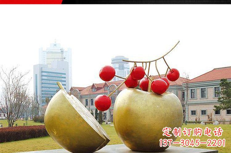 河北公园不锈钢苹果樱桃雕塑