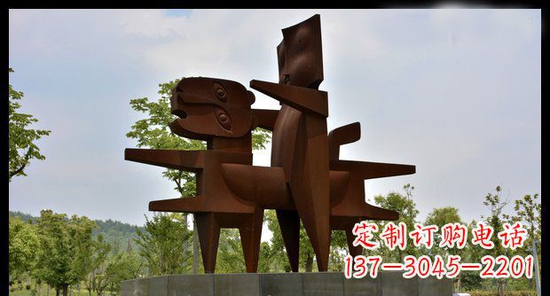 河北不锈钢人骑老虎雕塑