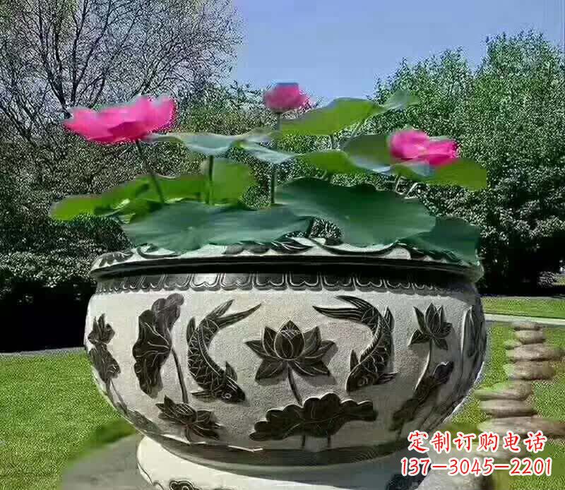 河北唯美鲤鱼水缸雕塑