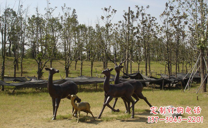 河北优雅雕塑-梅花鹿铜雕