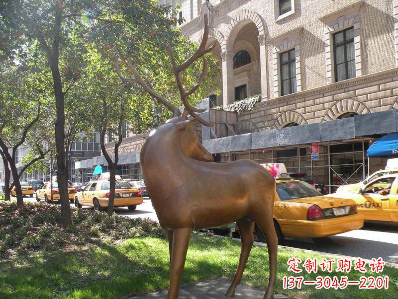 河北公园梅花鹿景观铜雕