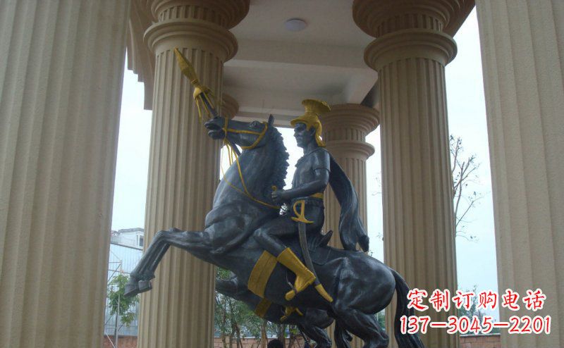 河北公园骑马的罗马士兵人物铜雕