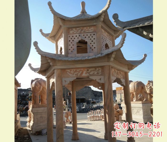 河北中式双层石雕凉亭