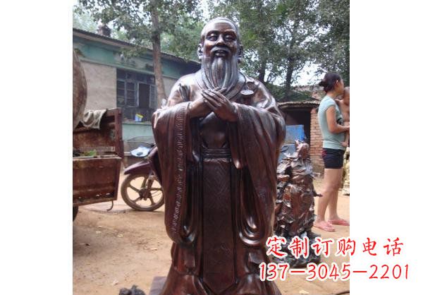 河北古代教育家人物孔子玻璃钢仿铜雕塑