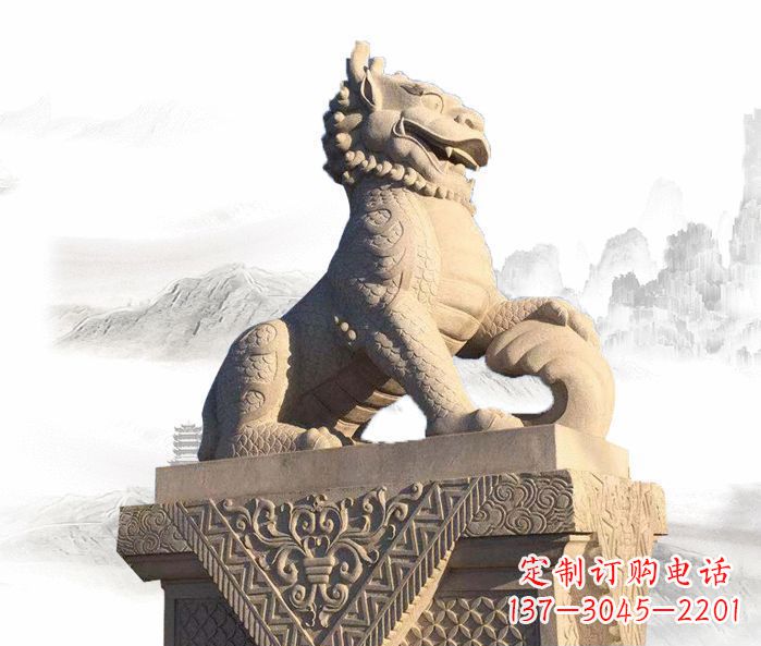 河北精美古典大理石麒麟石雕