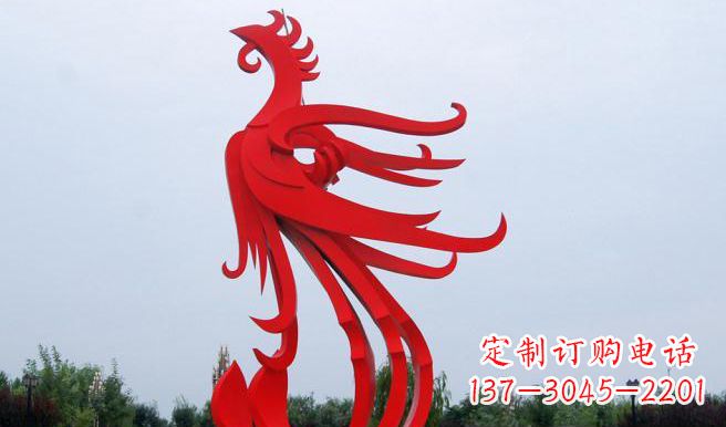 河北中领雕塑制作的精美不锈钢凤凰雕塑
