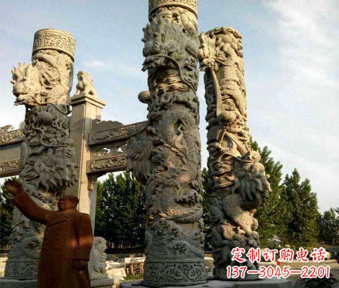 河北中领雕塑推出的震撼龙柱大理石雕，是一种典…