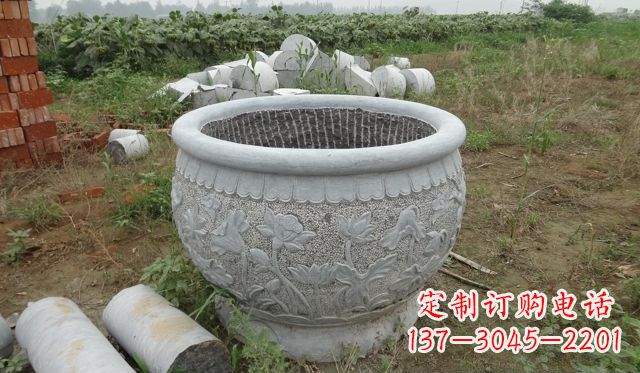 河北荷花花盆公园景观石雕