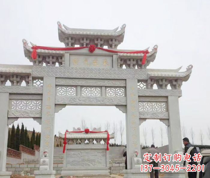 河北景区三门牌坊石雕 (14)