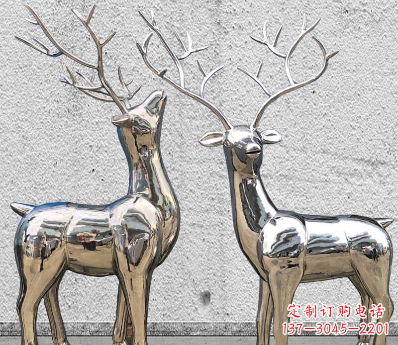 河北镜面不锈钢小鹿雕塑