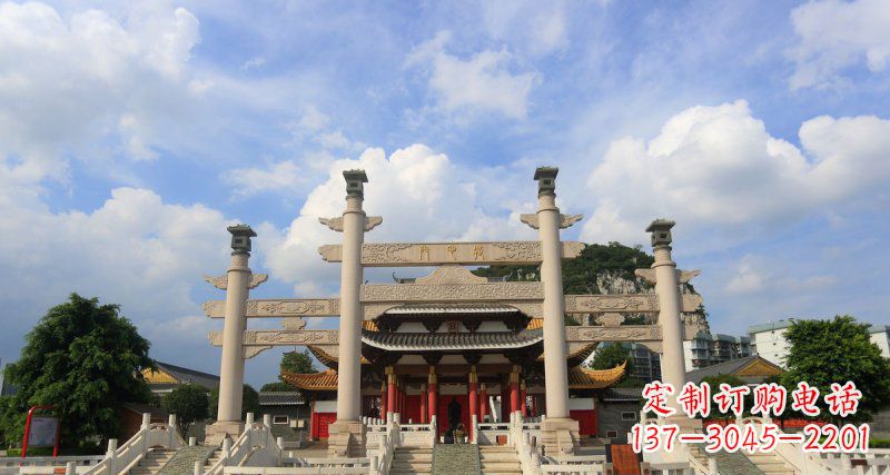 河北三门牌坊简易石牌坊雕塑