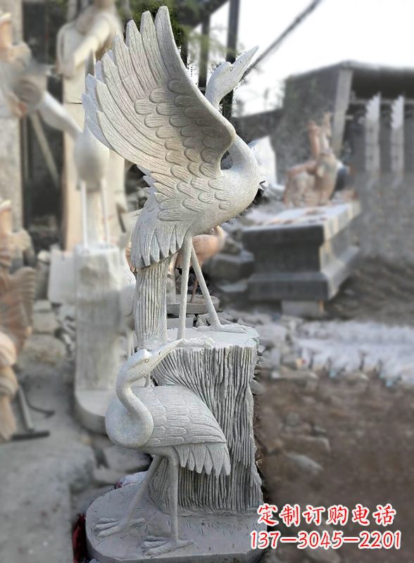 河北石雕仙鹤景观摆件