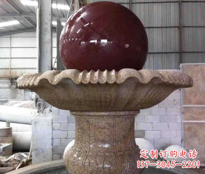 河北石来运转小型风水球喷泉石雕 (2)